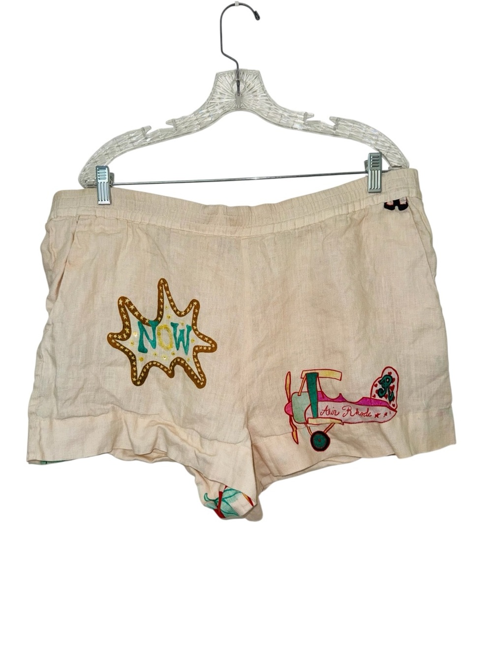 RHODE Audrina Short Light Beige Embroidered Linen - Picture 2 of 10
